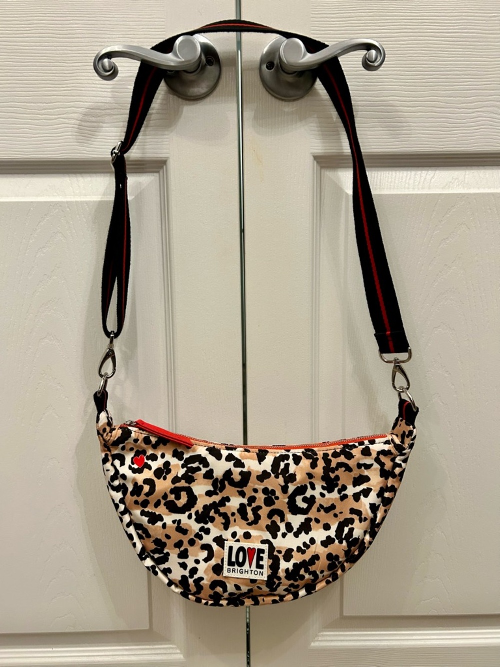 Love Brighton Spotted Love Swing Bell Bag Womens Small Beige Leopard Print Zip